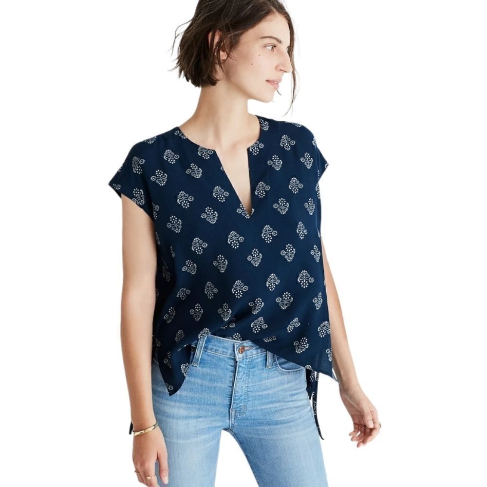 Madewell Skylight Side-Tie Top in Flowerstamp Size XS
